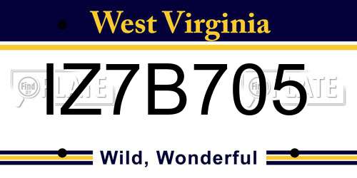 IZ7B705 West Virginia License Plate