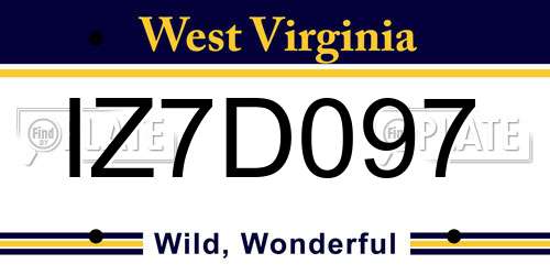 IZ7D097 West Virginia License Plate