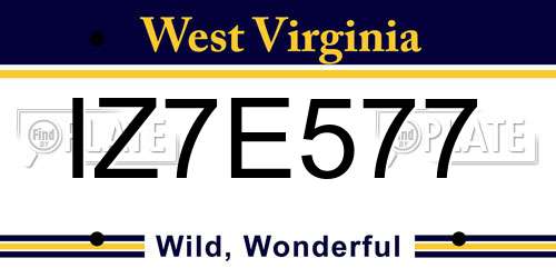 IZ7E577 West Virginia License Plate
