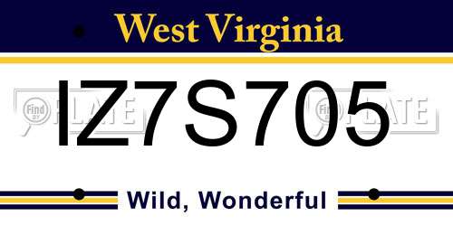 IZ7S705 West Virginia License Plate