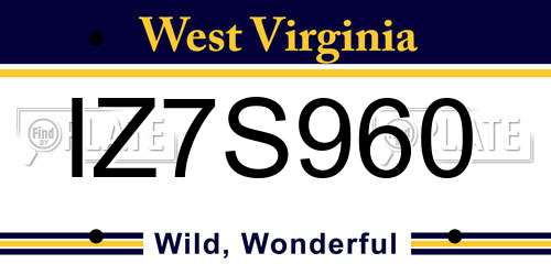 IZ7S960 West Virginia License Plate