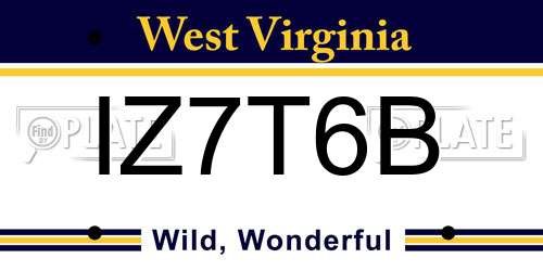 IZ7T6B West Virginia License Plate