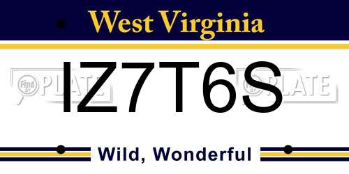 IZ7T6S West Virginia License Plate