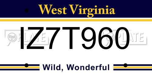 IZ7T960 West Virginia License Plate