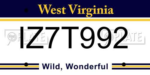 IZ7T992 West Virginia License Plate