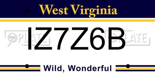 IZ7Z6B West Virginia License Plate