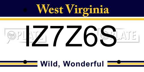 IZ7Z6S West Virginia License Plate