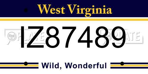 IZ87489 West Virginia License Plate