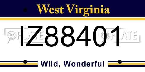 IZ88401 West Virginia License Plate