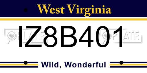 IZ8B401 West Virginia License Plate