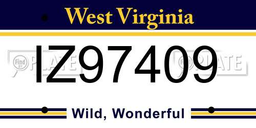 IZ97409 West Virginia License Plate