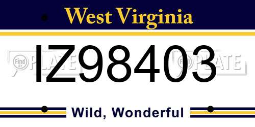IZ98403 West Virginia License Plate
