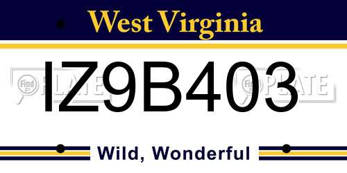 IZ9B403 West Virginia License Plate
