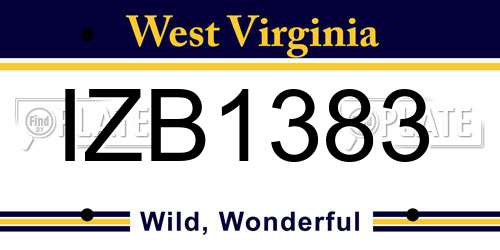 IZB1383 West Virginia License Plate