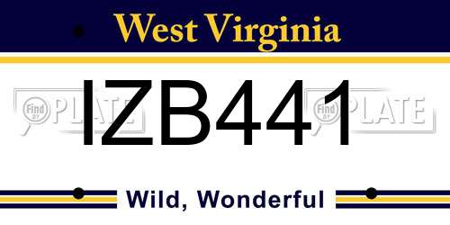 IZB441 West Virginia License Plate