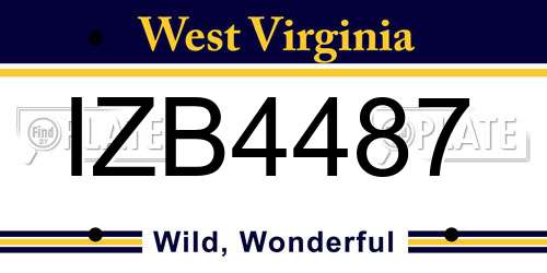 IZB4487 West Virginia License Plate