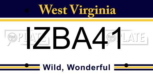 IZBA41 West Virginia License Plate