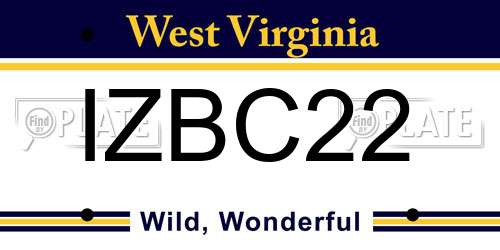 IZBC22 West Virginia License Plate