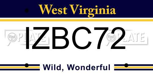 IZBC72 West Virginia License Plate