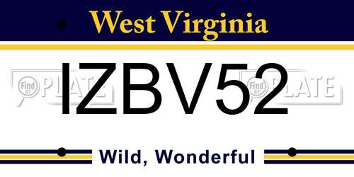 IZBV52 West Virginia License Plate