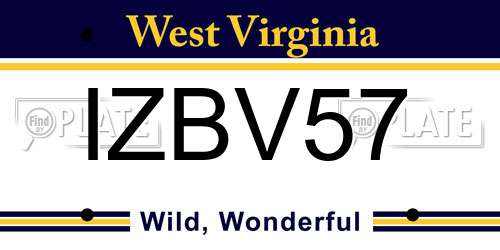 IZBV57 West Virginia License Plate