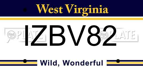 IZBV82 West Virginia License Plate