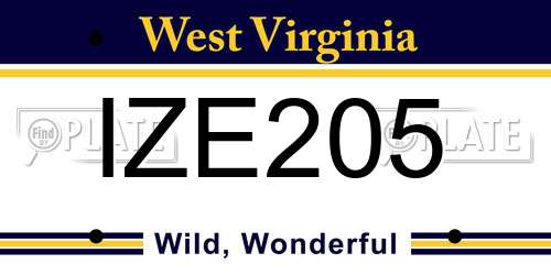 IZE205 West Virginia License Plate