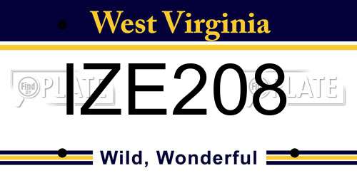 IZE208 West Virginia License Plate