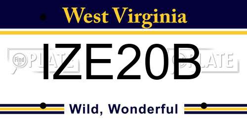 IZE20B West Virginia License Plate