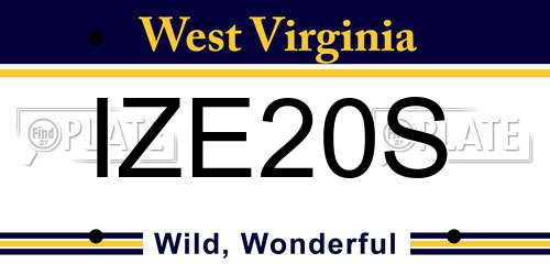 IZE20S West Virginia License Plate