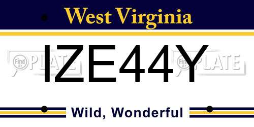 IZE44Y West Virginia License Plate