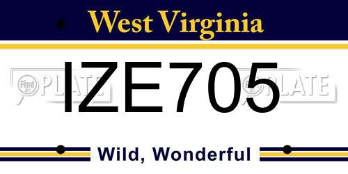 IZE705 West Virginia License Plate
