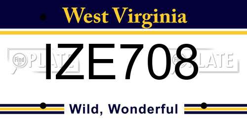 IZE708 West Virginia License Plate