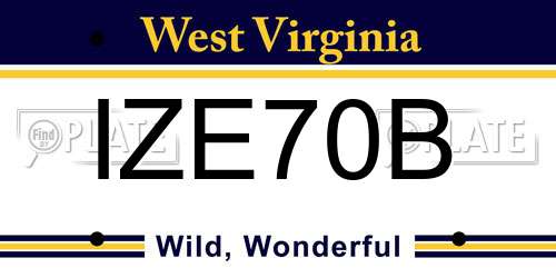 IZE70B West Virginia License Plate