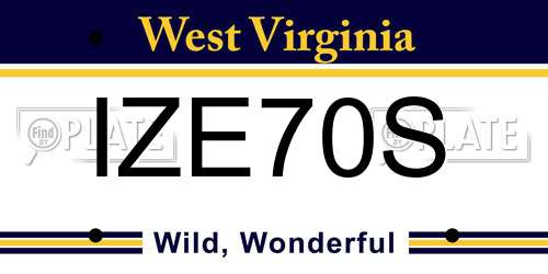IZE70S West Virginia License Plate