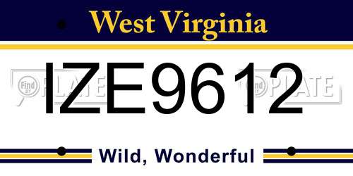 IZE9612 West Virginia License Plate