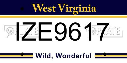 IZE9617 West Virginia License Plate
