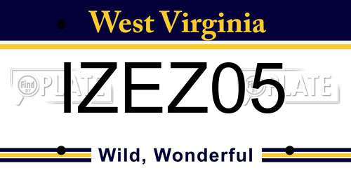 IZEZ05 West Virginia License Plate
