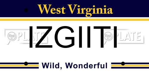 IZGIITI West Virginia License Plate