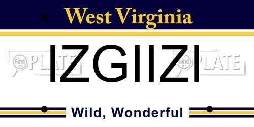 IZGIIZI West Virginia License Plate