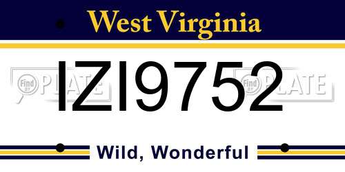 IZI9752 West Virginia License Plate