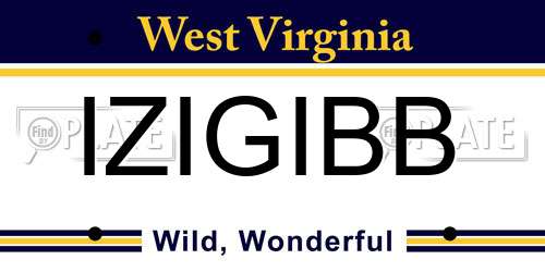 IZIGIBB West Virginia License Plate