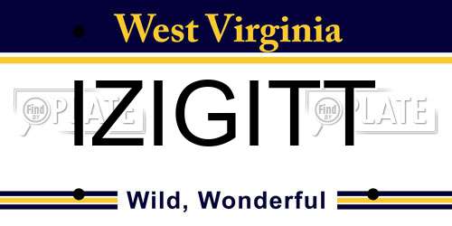 IZIGITT West Virginia License Plate