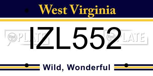 IZL552 West Virginia License Plate
