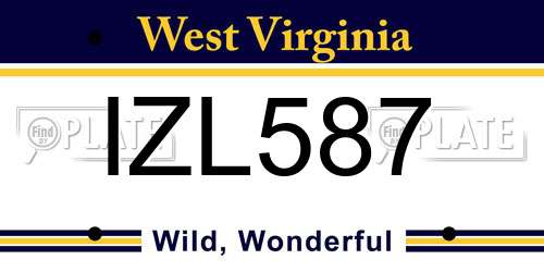 IZL587 West Virginia License Plate