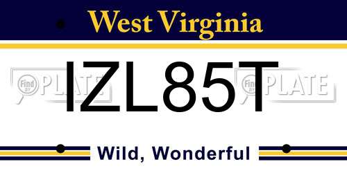 IZL85T West Virginia License Plate