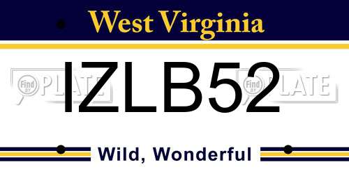IZLB52 West Virginia License Plate