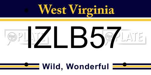 IZLB57 West Virginia License Plate