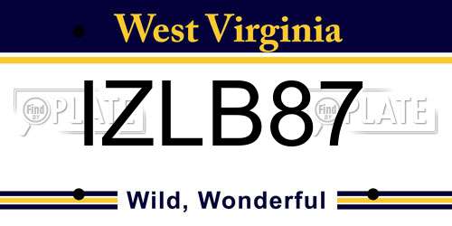 IZLB87 West Virginia License Plate