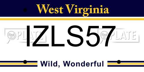 IZLS57 West Virginia License Plate